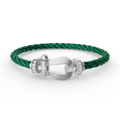 [Gaonasi]FORCE LARGE HORSESHOE HALF DIAMOND BRACELET SILVER