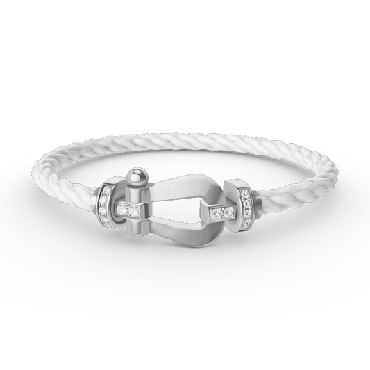 [Gaonasi]FORCE LARGE HORSESHOE HALF DIAMOND BRACELET SILVER