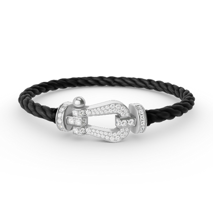 [Gaonasi]FORCE LARGE HORSESHOE FULL DIAMOND BRACELET SILVER