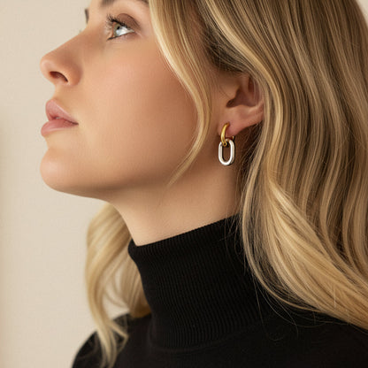 [Gaonasi]Pippa Two Tone Double Hoops